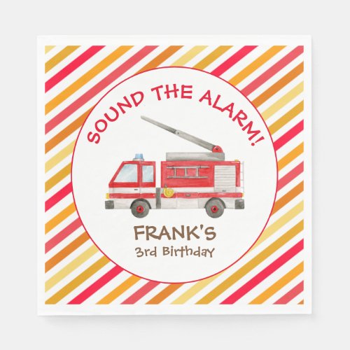 Fire Truck Fire Engine Birthday Party Napkins