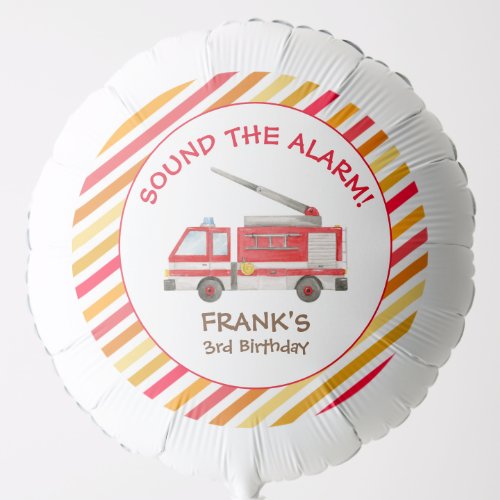 Fire Truck Fire Engine Birthday Party Paper Plate Balloon