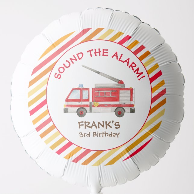 Fire Truck Fire Engine Birthday Party Paper Plate Balloon (Front)