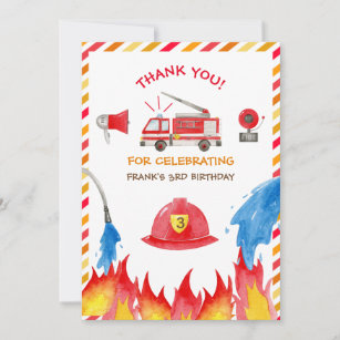 Fire Truck Fire Engine Birthday Party Thank you 