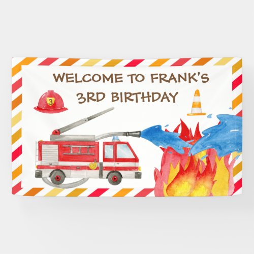 Fire Truck Fire Engine Birthday Party Welcome Bann Banner
