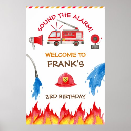 Fire Truck Fire Engine Birthday Party Welcome Sign