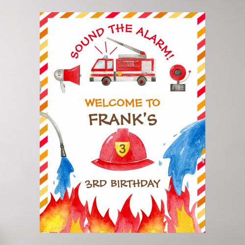 Fire Truck Fire Engine Birthday Party Welcome Sign