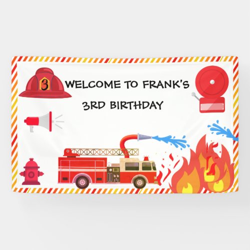 Fire Truck Fire Engine Birthday Party wellcome Banner