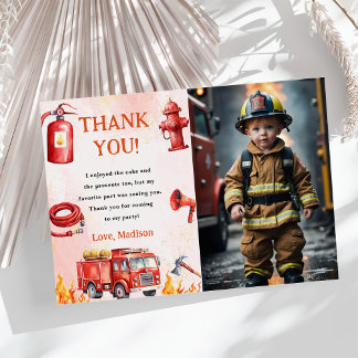 Fire Truck Fire Engine Birthday Thank You Card 