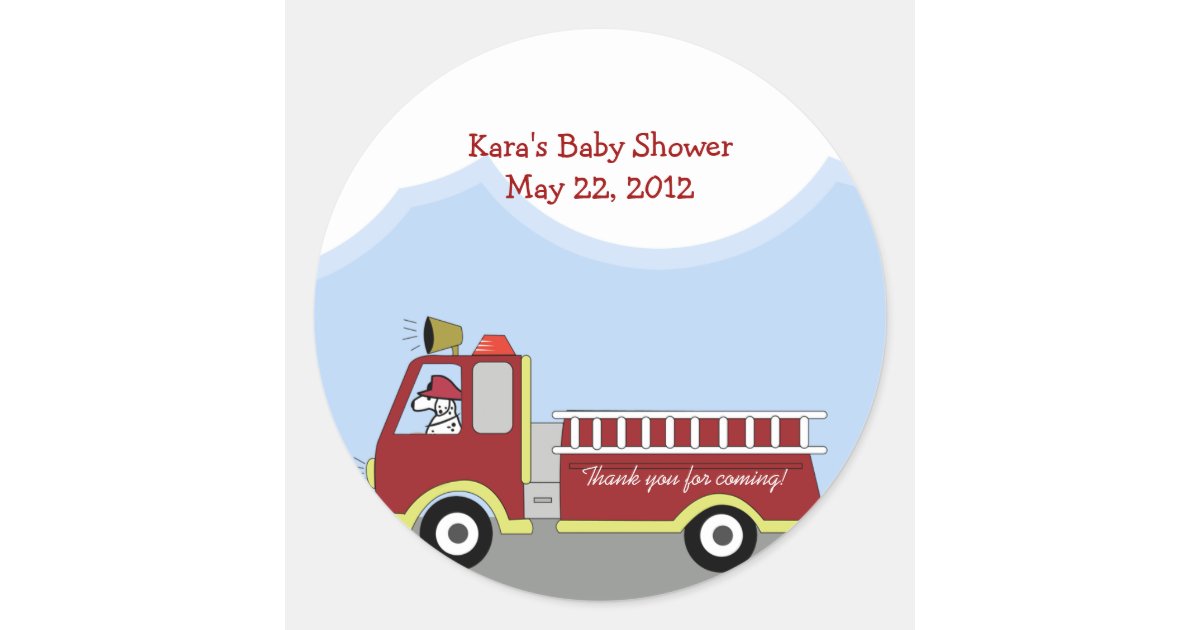 Fire Truck Fire Engine Round Custom Favor Sticker Zazzle Com