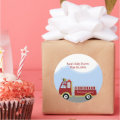 Fire Truck Fire Engine Round Custom Favor Sticker | Zazzle