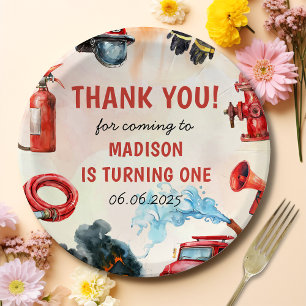 Fire Truck Firefighter 1st Birthday Party Paper Plates