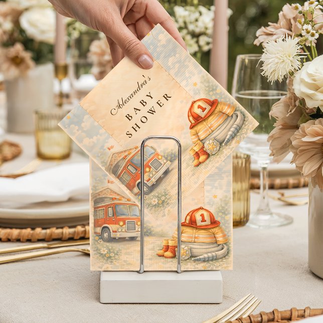 Fire Truck Firefighter Baby Shower Napkins (Creator Uploaded)