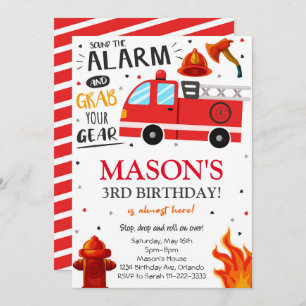 Fire Truck Firefighter Birthday Invitation