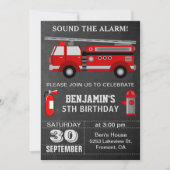 Fire Truck Firefighter Birthday Party Invitation (Front)