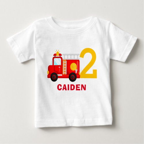 Fire Truck Firefighter Birthday Party Outfit  Baby T_Shirt