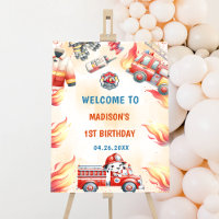 Fire Truck Firefighter Birthday Party Welcome Sign