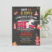 Fire Truck Firefighter Boy Baby Baby Shower Sound  Invitation (Standing Front)