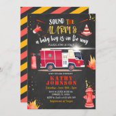 Fire Truck Firefighter Boy Baby Baby Shower Sound  Invitation (Front/Back)