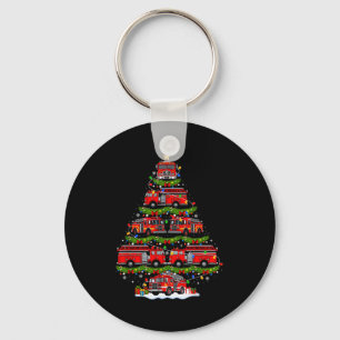 Fire Truck Firefighter Christmas Tree Lights Xmas Keychain