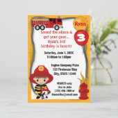 Fire Truck Firefighter Dalmatian Birthday FF01A Invitation (Standing Front)