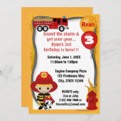 Fire Truck Firefighter Dalmatian Birthday FF01C Invitation (Front/Back)