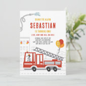 Fire Truck Firefighter Fire Engine Birthday Party Invitation | Zazzle