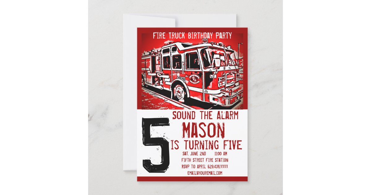 Firefighter Invitation Firetruck Invite Firefighter Birthday 