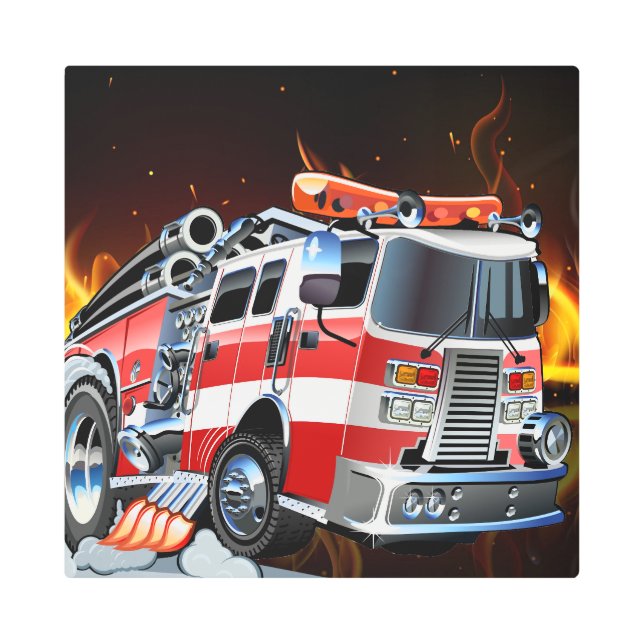 Fire Truck Firefighter Metal Wall Art (Front)