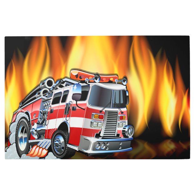 Fire Truck Firefighter Metal Wall Art (Front)