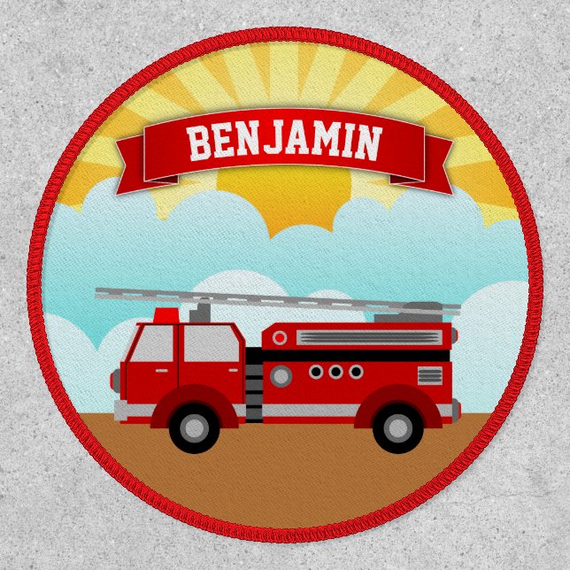 Fire Truck Firefighter Personalized Name Kids Patch (Front)