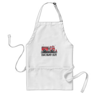 Fire Truck Firefighter The Birthday of Boy Family Adult Apron