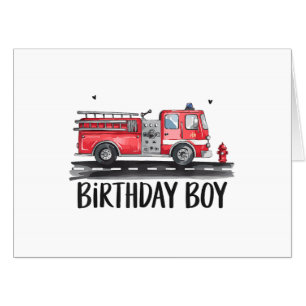 Fire Truck Firefighter The Birthday of Boy Family Card