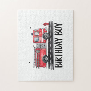 Fire Truck Firefighter The Birthday of Boy Family  Jigsaw Puzzle