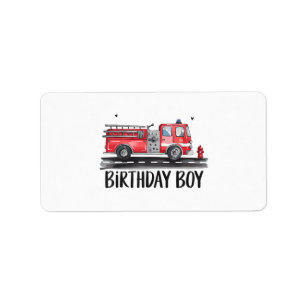Fire Truck Firefighter The Birthday of Boy Family Label