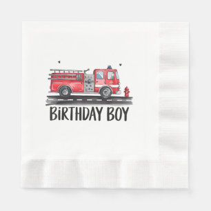 Fire Truck Firefighter The Birthday of Boy Family Napkins