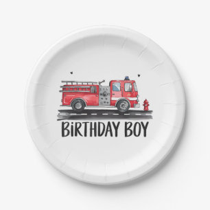 Fire Truck Firefighter The Birthday of Boy Family Paper Plates