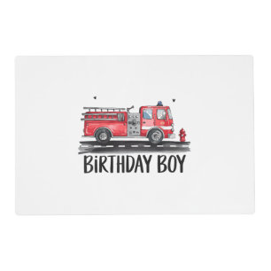 Fire Truck Firefighter The Birthday of Boy Family  Placemat