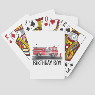 Fire Truck Firefighter The Birthday of Boy Family Poker Cards