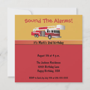Fire Truck Fun Birthday Invitation