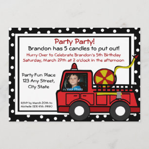 Fire Truck Fun/ Photo Invitation