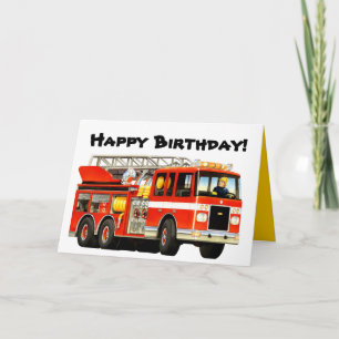 Fire Truck Happy Birthday Card