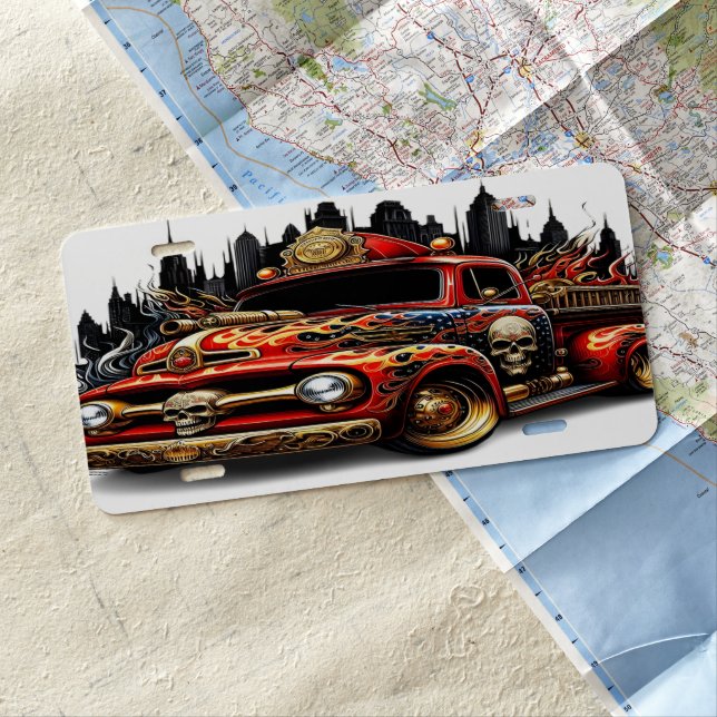 Fire Truck Hero License Plate (In Situ)