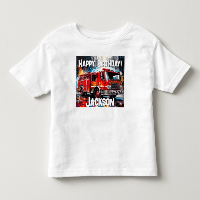 Fire Truck in City Toddler T-shirt (Front)