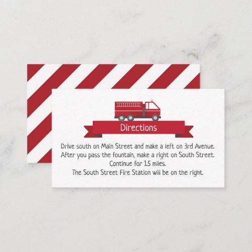 Fire Truck Insert Card for Firefighter Birthday