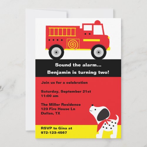 Fire Truck Invitations