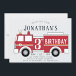 Fire truck kids birthday invitation<br><div class="desc">Celebrate your little fire fighter's birthday with this classic, cute fire truck invitation. Customize this roaring fire engine child's name and age. The number on the side of fire engine may be customized as well. Also customize the date, time, and location of your party. Have a blazing good time! Also...</div>