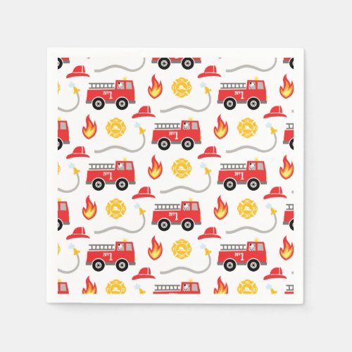 Fire Truck Kids Birthday Napkins