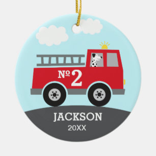 Fire Truck Kids Ceramic Ornament