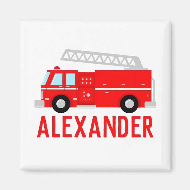 Fire Truck Kids Name Magnet (Front)