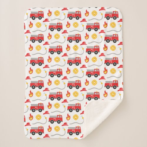 Fire Truck Kids Sherpa Blanket