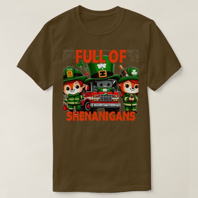 Fire Truck Kids Toddler Boys St Patricks Day Firet T-Shirt (Design Front)