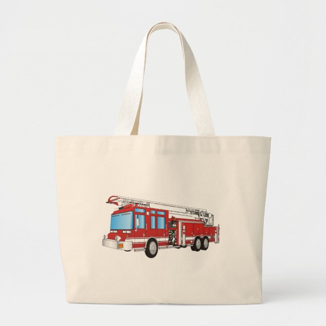 Fire Truck Large Tote Bag (Front)