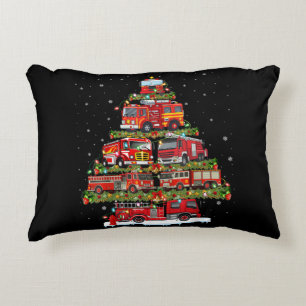 Fire Truck Lights Firefighter Fire Truck Christmas Accent Pillow